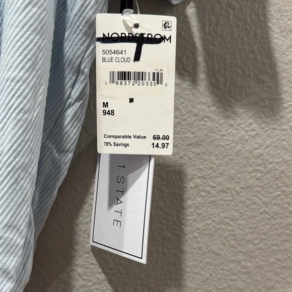 1. State Light Blue Ribbed Knotted Tee | Size M | NWT - Picture 3 of 5